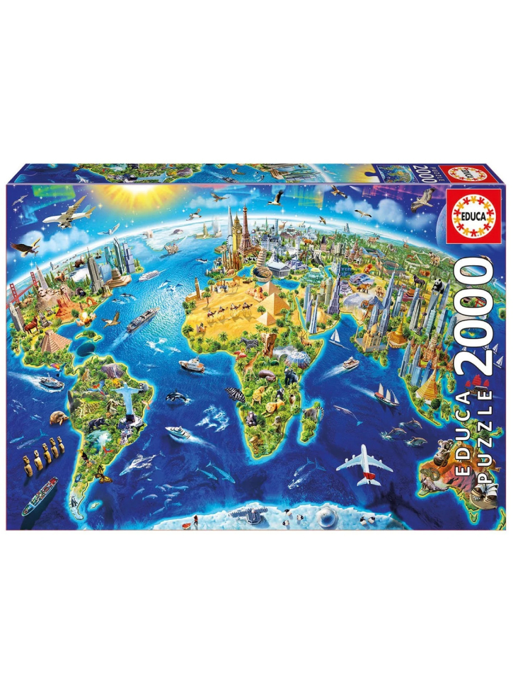 Educa Puzzle 2000 World Landmarks Globus (017129)