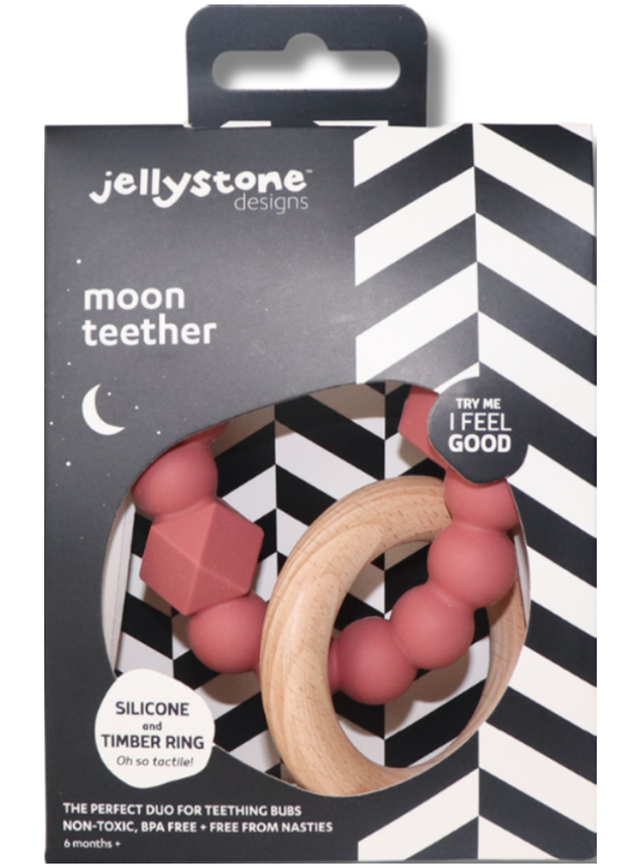 Jellystone Designs Moon Teether Dusty Pink (jsd0350)