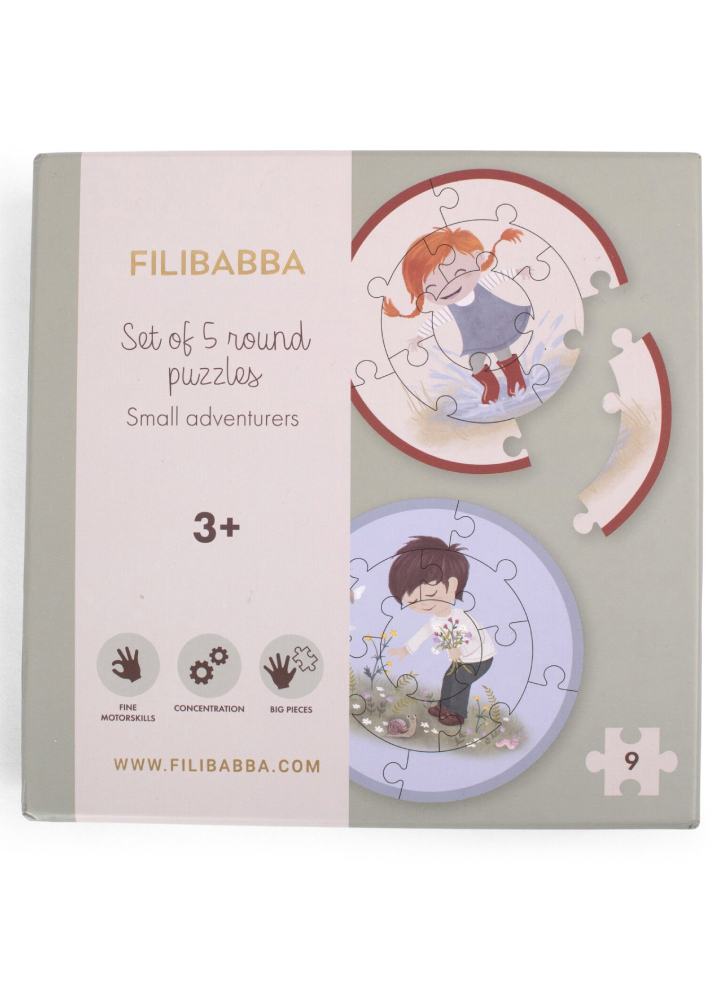 Filibabba Set Of 5 Round Puzzles Small Adventurers (fi-03321)