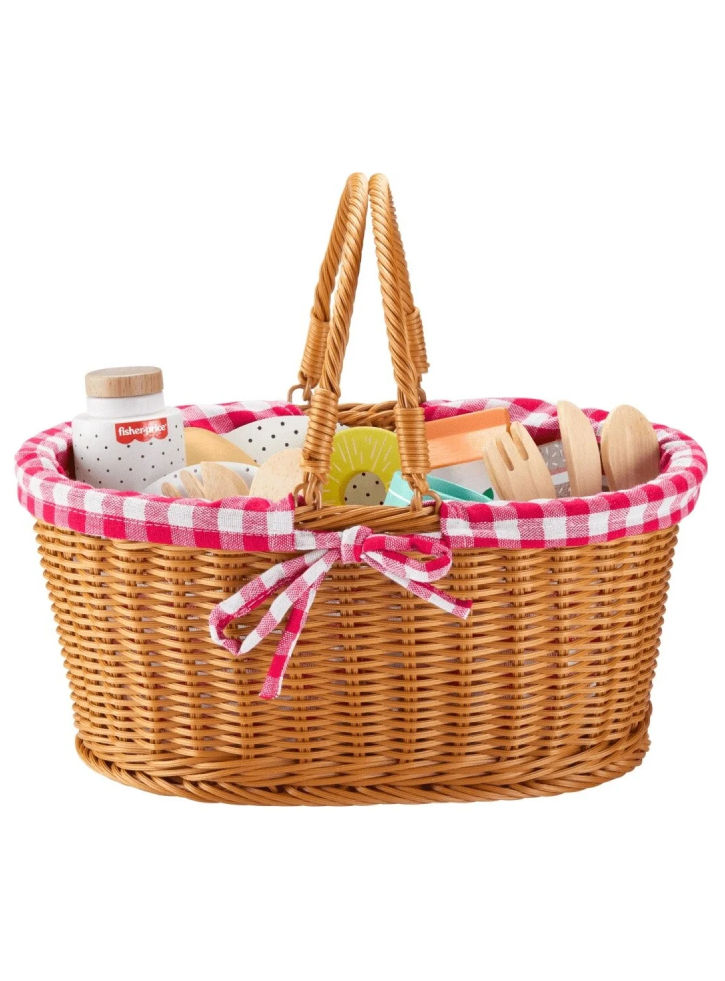 Fisher-price Wooden Picnic Basket And Food Pretend Play Set (hxt81)