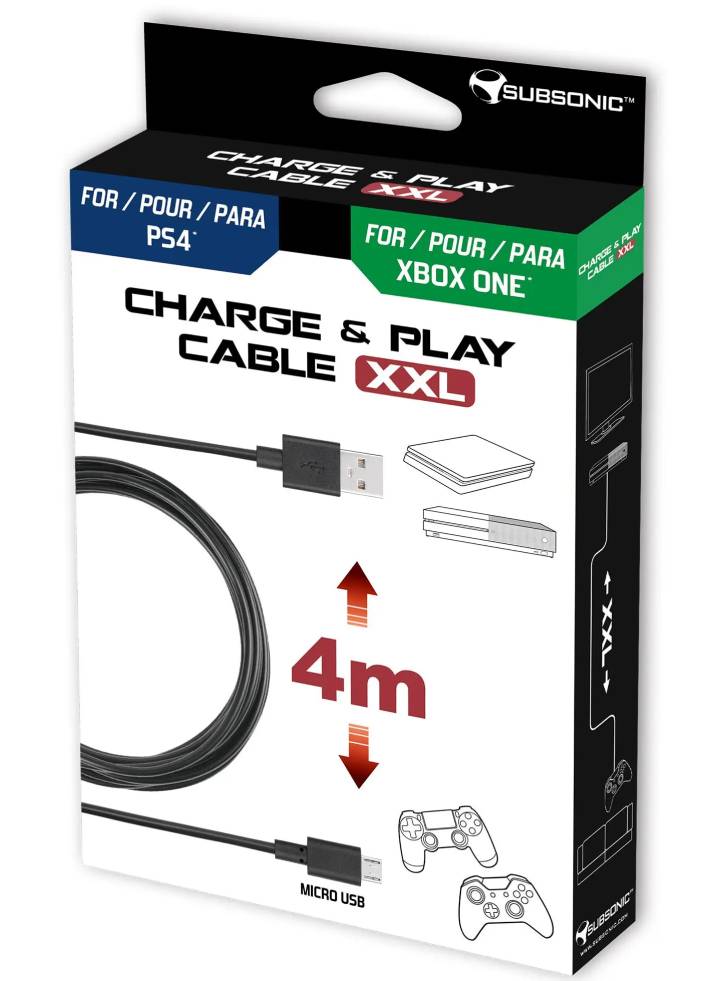 Subsonic Charge & Play Cable Xxl Usb/micro-usb 4m