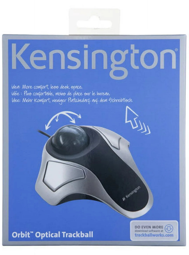 Mouse Kensington Trackball Orbit Optical Wired, Silver/black