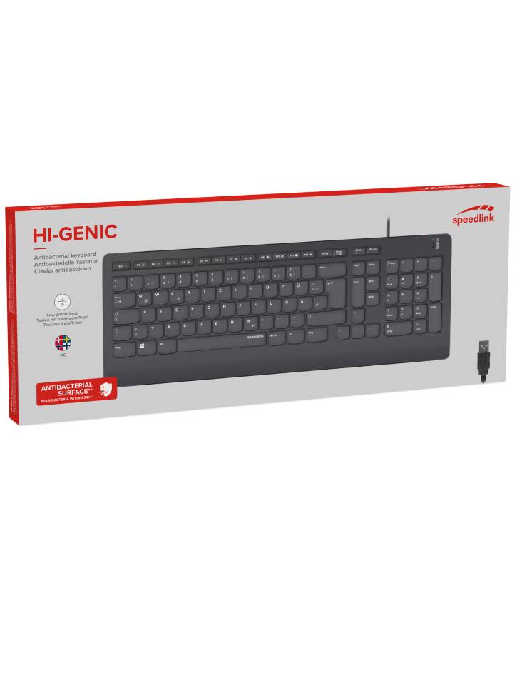 Speedlink Hi-genic Antibacterial Keyboard Black Nordic Layout