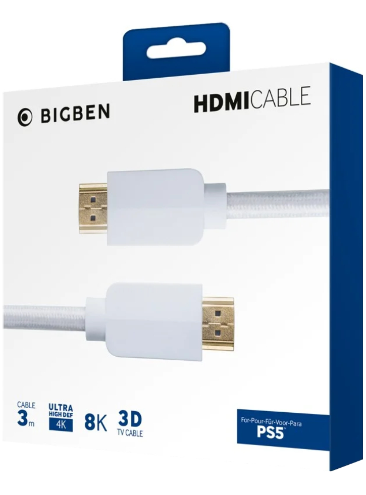 Nacon Hdmi Cable 2.1 Braided 8k 3m White