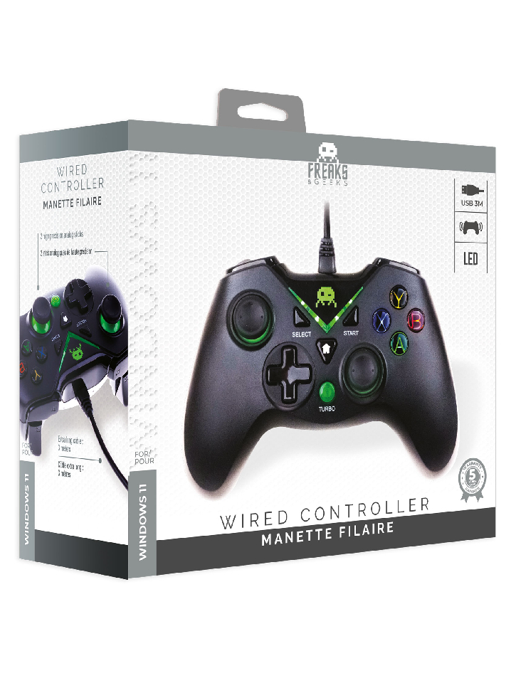 Freaks And Geeks Black Wired Controller 3m Cable