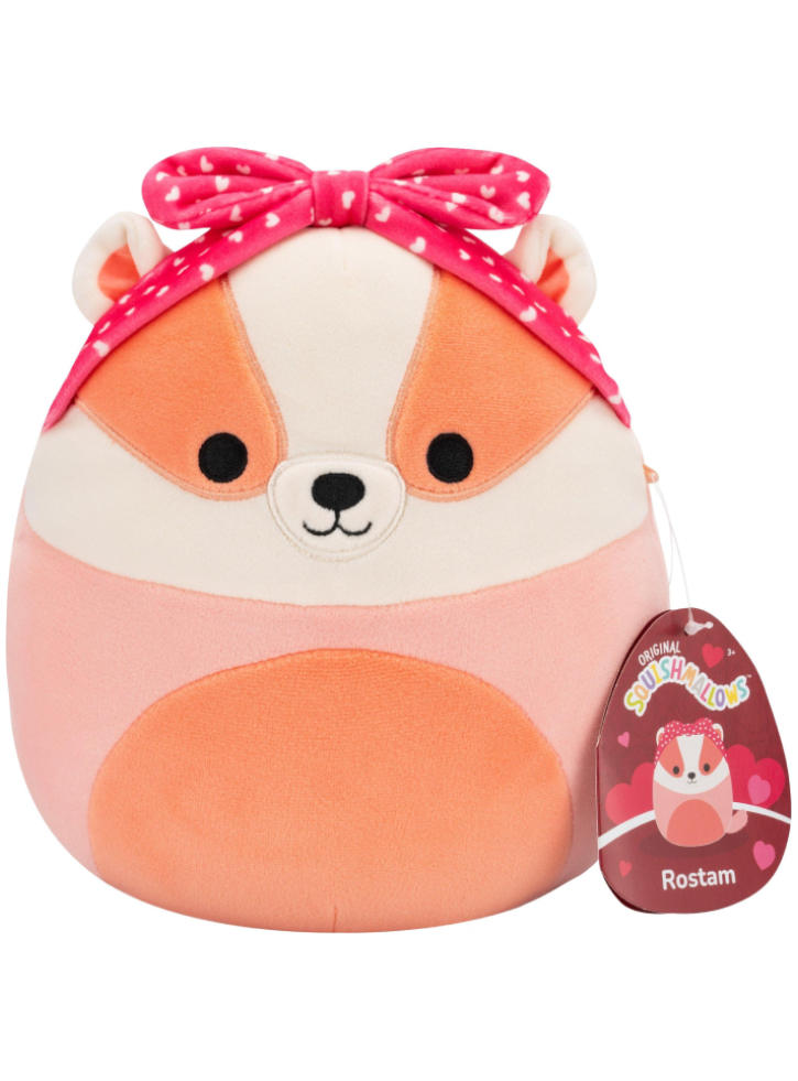 Squishmallows Heart Plush Rostam Badger 19cm