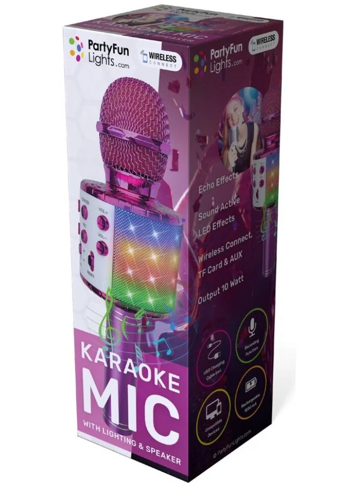 Party Fun Lights Karaoke Microphone With Speaker Pink (605601)