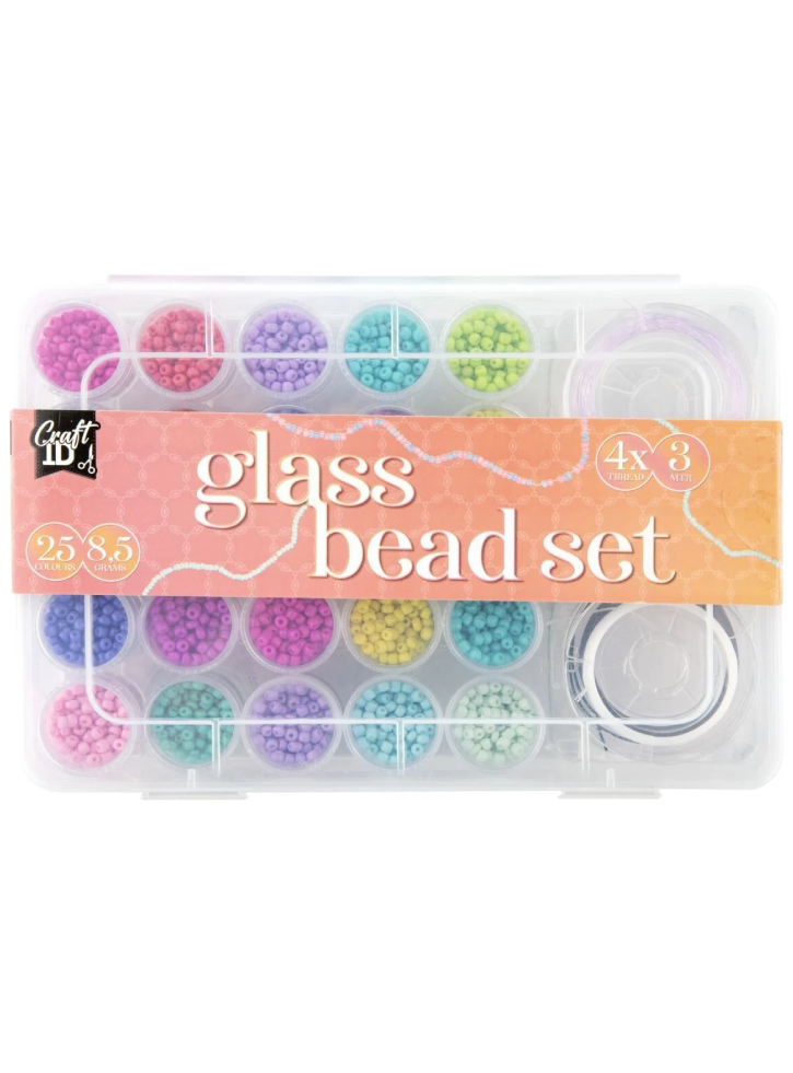 Craft Id Glass Bead Mix, 25 Colours (cr1406/ge)