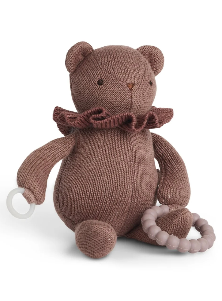 Smallstuff Little Activity Bear, For Dummy And Teether, Dark Rose (40006-38)