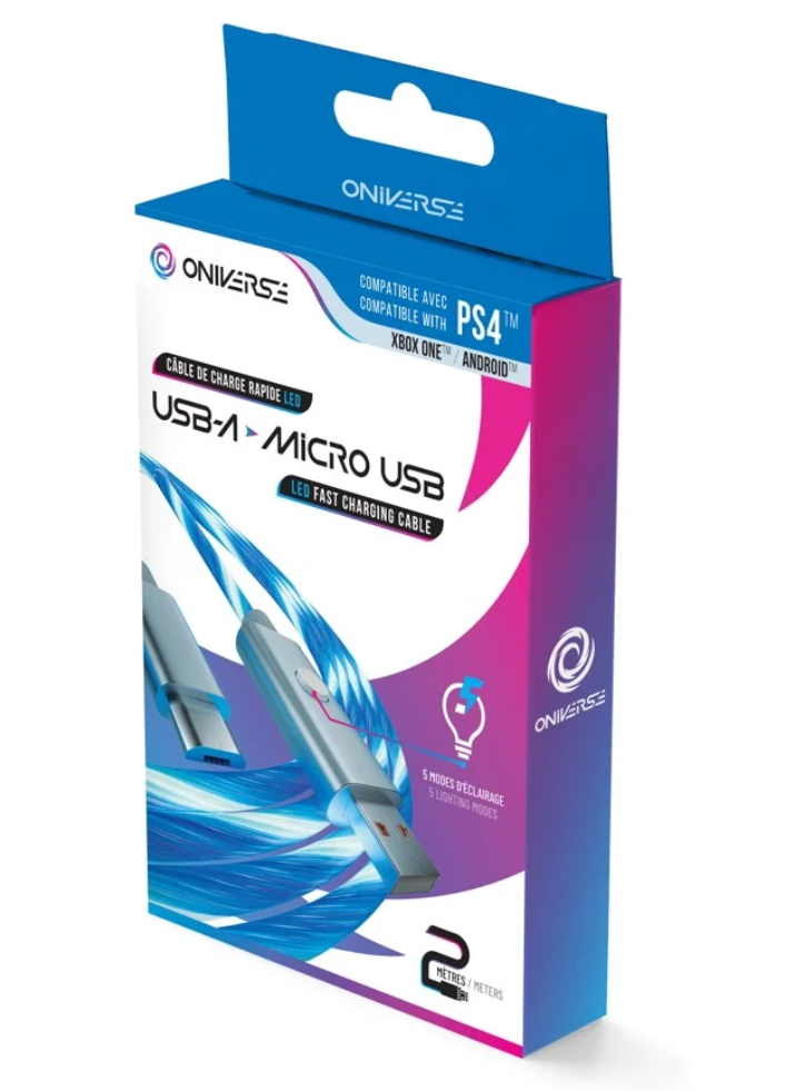 Oniverse Micro Usb Charge Cable With Led, 2 Meters White