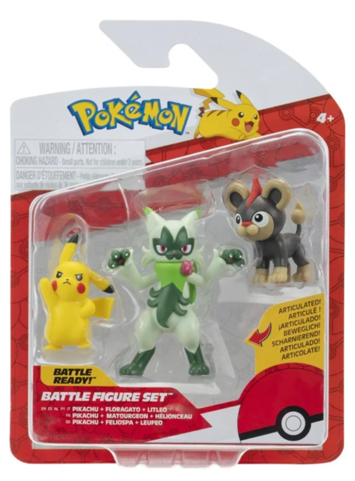 Pokemon Battle 3 Pk Litleo, Pikachu, Floragato (pkw4087)