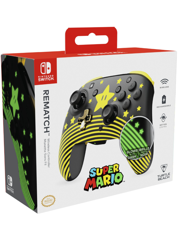Turtle Beach Rematch Wireless Controller Super Mario Star (glows In The Dark)