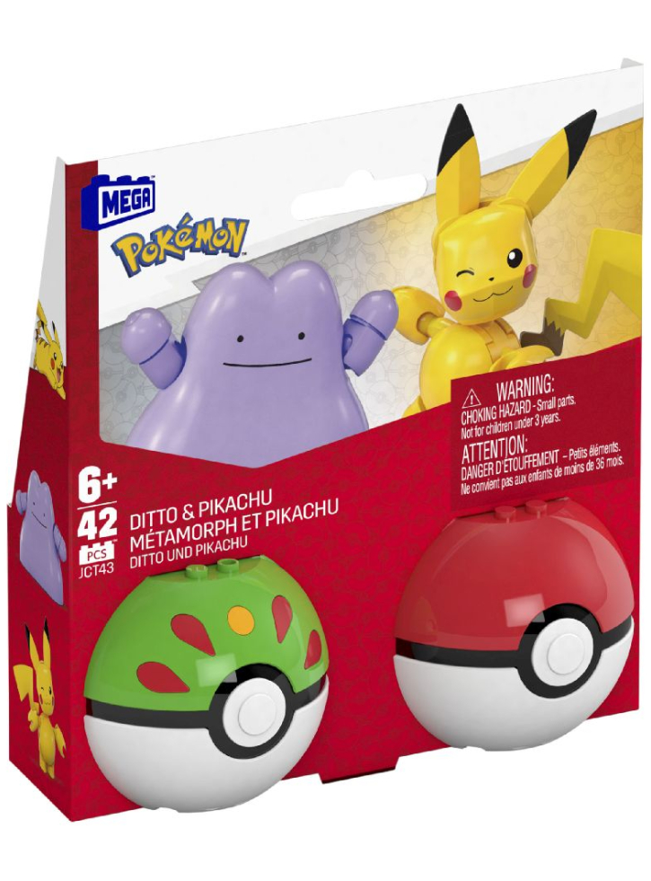 Mega Pokemon Poke Ball 2-pack Building Pikachu & Ditto (jct43)