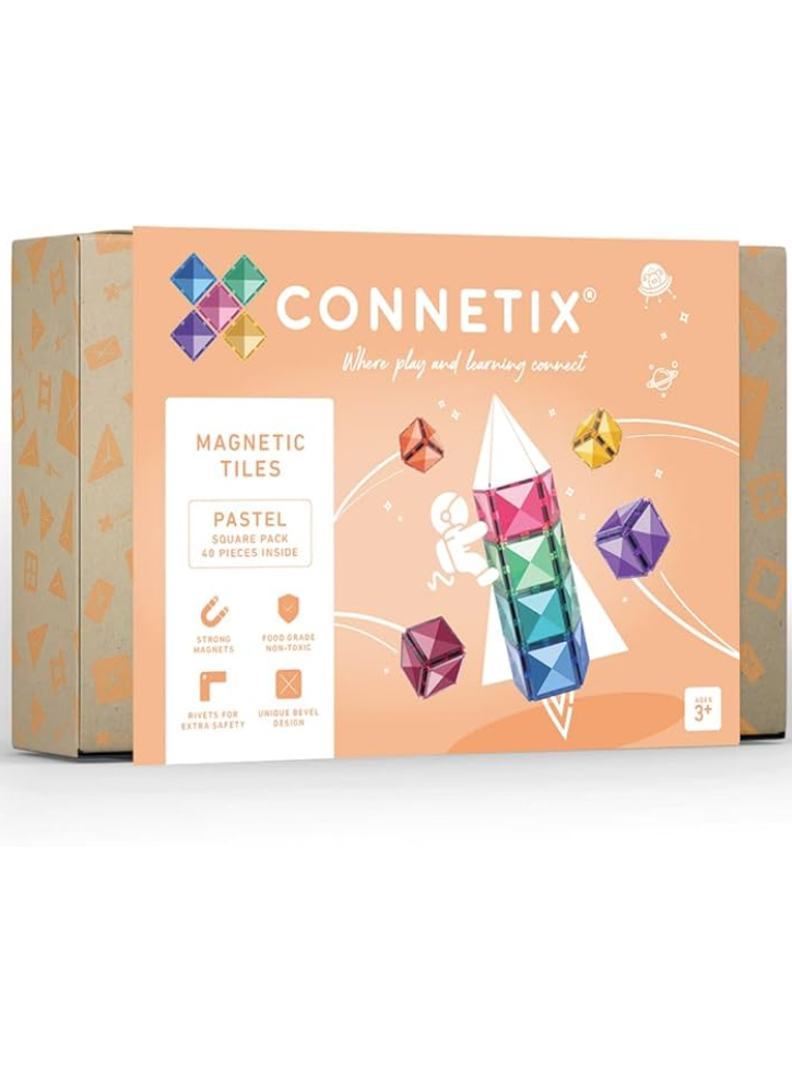 Connetix Pastel Square Pack 40 Pieces (ct-p-00040-sq)