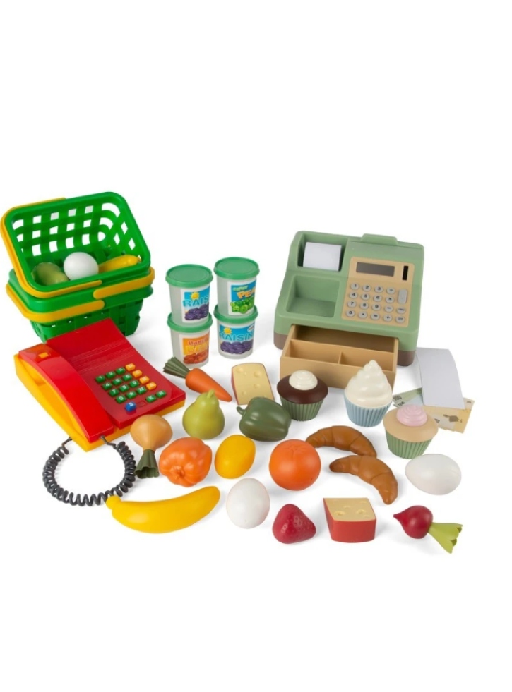 Dantoy Complete Cash Register Set With Food And Basket (6917)