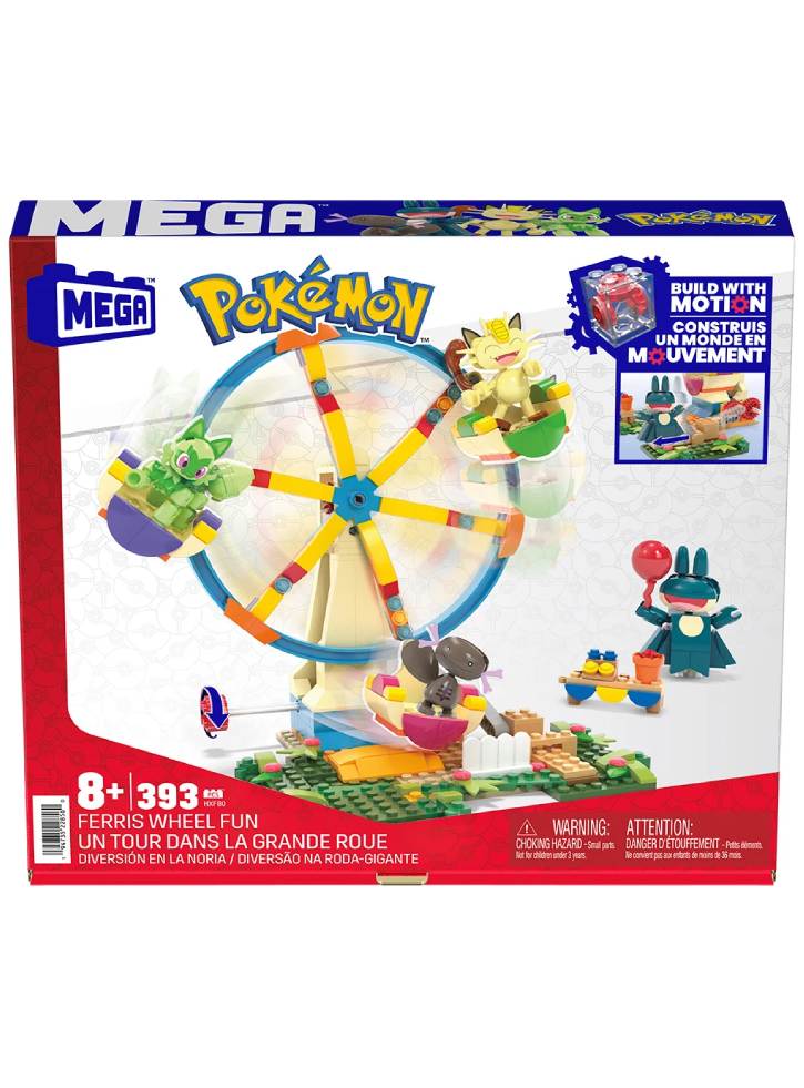 Mega Pokemon Construction Set Ferris Wheel With Figures 393 Pieces (hxf80)