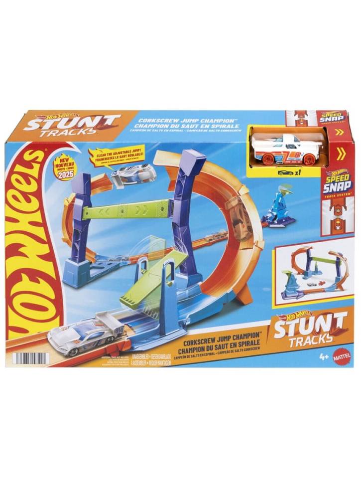 Hot Wheels Stunt Tracks Corkscrew Jump Champion (jfh36)