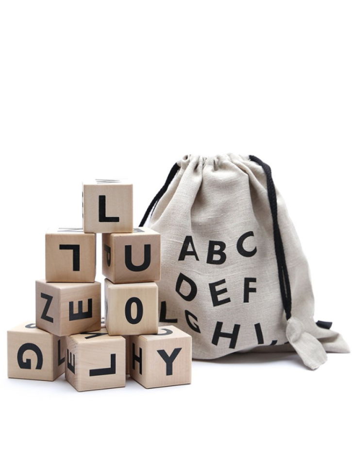 Ooh Noo Wooden Alphabet Blocks Black (40ab1501)
