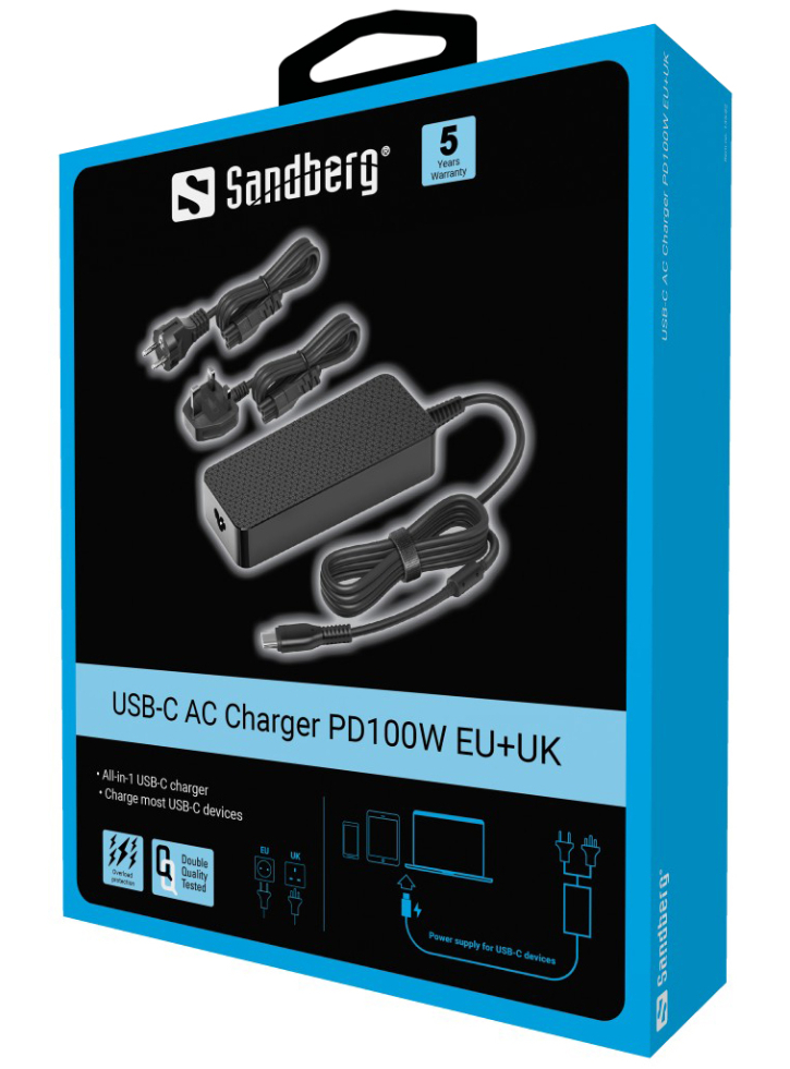 Sandberg Usb C Ac Charger Pd100w Eu+uk