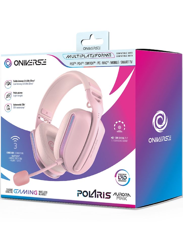 Oniverse Gaming Headset Wireless Polaris Aurora Pink